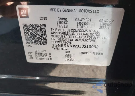 2018 Chevrolet Traverse Premier z USA, uszkodzony, nr VIN 1GNERKKW3JJ210992